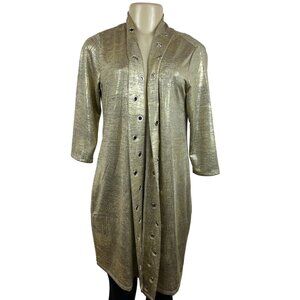 Belldini Women's Metallic Gold Cardigan Long Sleeve Sweater Sz M - NWT